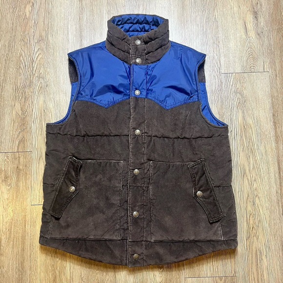 Levi's Vest Men's Large Puffer Corduroy Reversible Western Quilted Snap Pockets - Picture 1 of 9